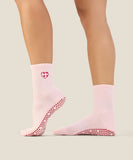 Crew Grip Socks - Gingham Heart Pink - S
